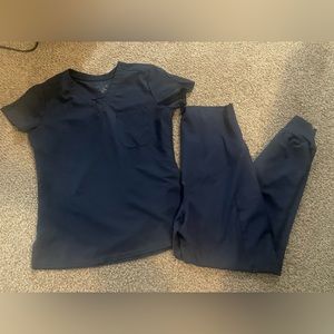 Navy med couture maternity joggers/ xs stretchy material top